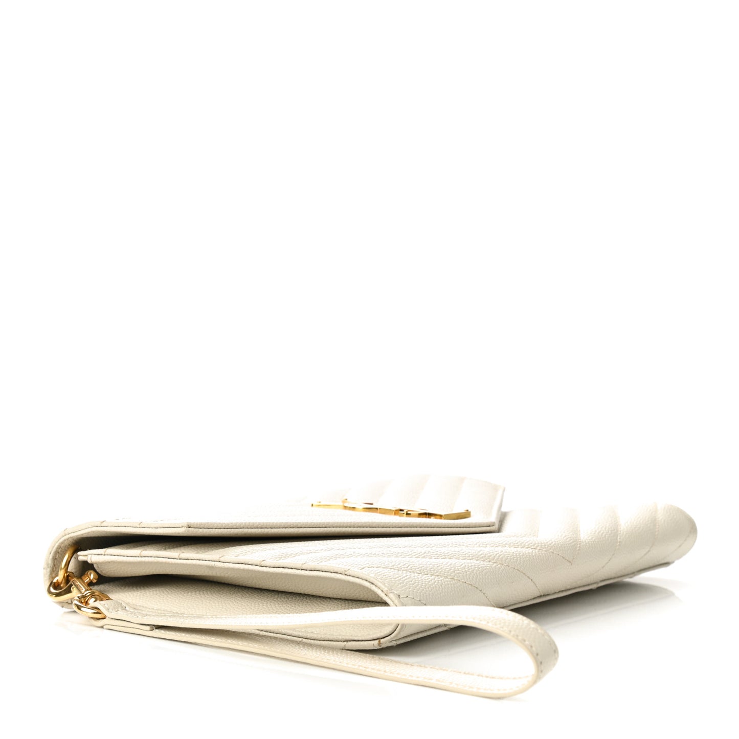 Grain De Poudre Matelasse Chevron Monogram Envelope Clutch Crema Soft