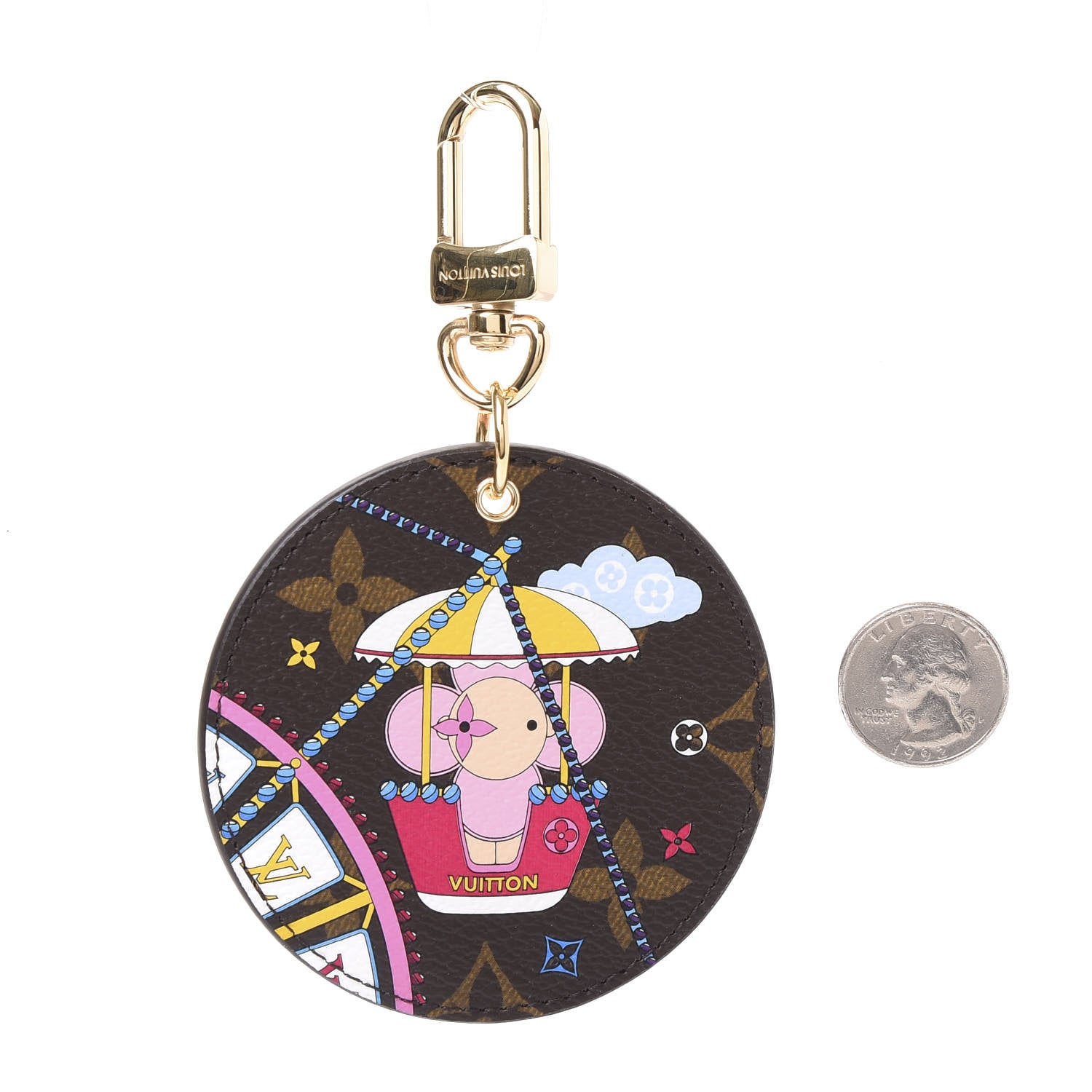 Louis Vuitton Monogram 2020 Christmas Animation Big Wheel Bag Charm Key Ring Rose Ballerine 2 of 4
