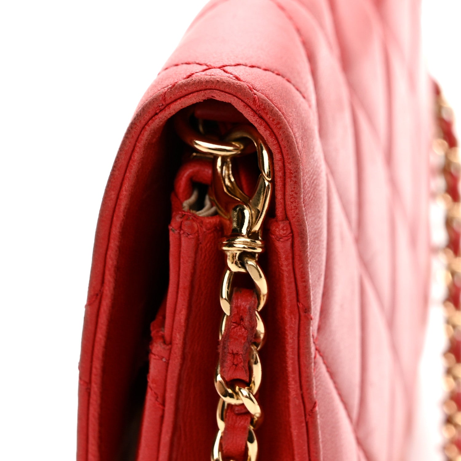 Chanel Lambskin Quilted Golden Class Wallet on Chain WOC Red 16 of 16