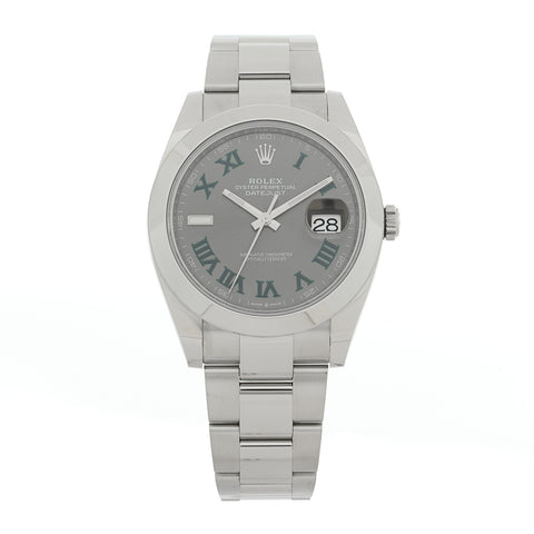 Stainless Steel 41mm Oyster Perpetual Wimbledon Datejust Watch Slate 126300