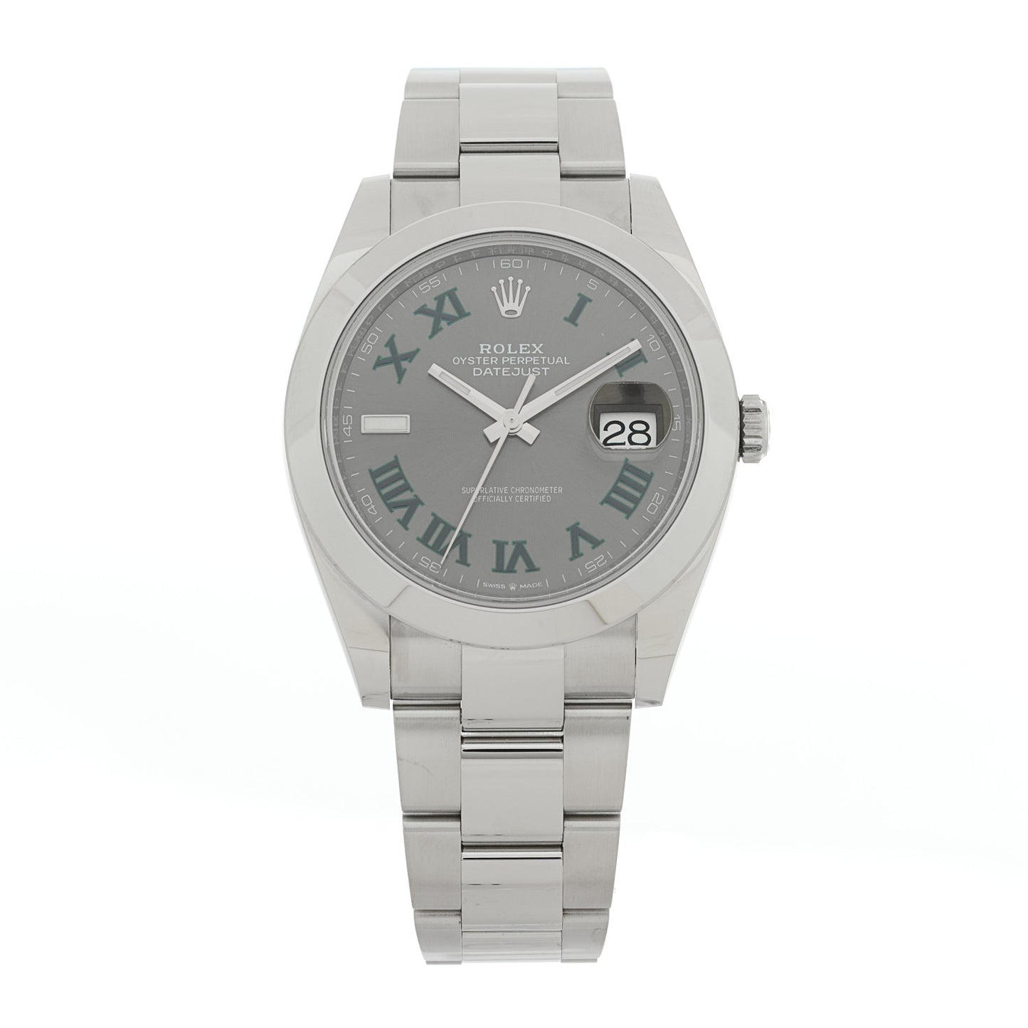 Stainless Steel 41mm Oyster Perpetual Wimbledon Datejust Watch Slate 126300