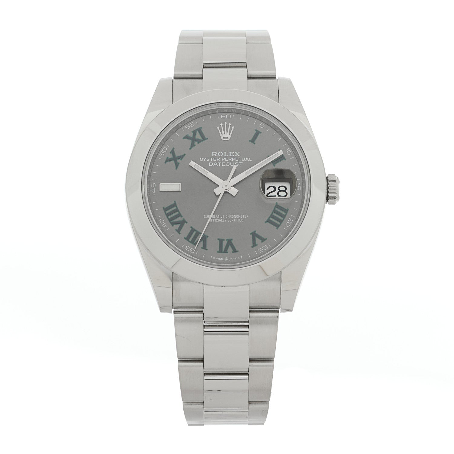 Rolex Stainless Steel 41mm Oyster Perpetual Wimbledon Datejust Watch Slate 126300 1 of 5