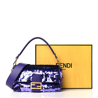 Fendi Sequin Paillettes Vitello Grace Sex and the City Baguette Viola Purple Rain 10 of 10