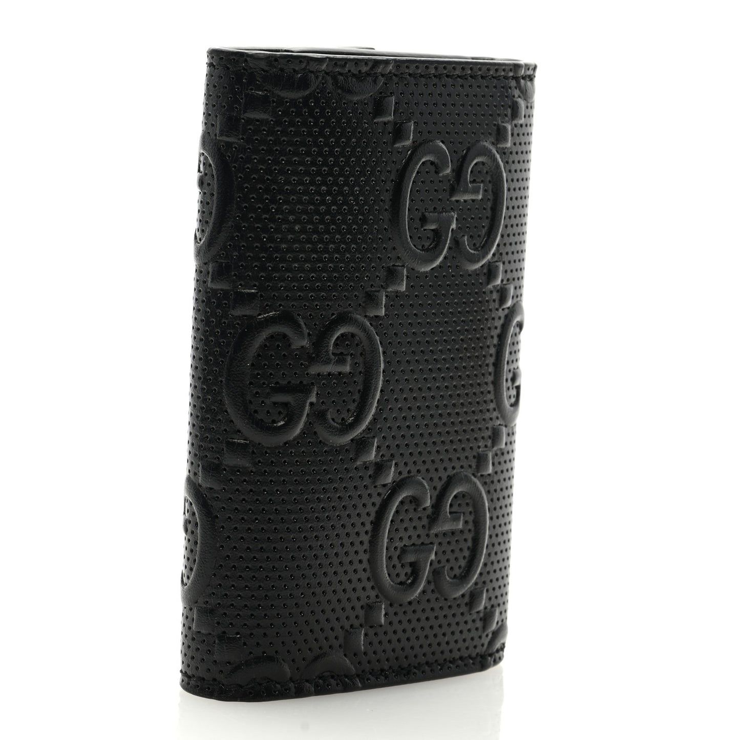 Calfskin GG Tennis Embossed 6 Key Holder Case Black