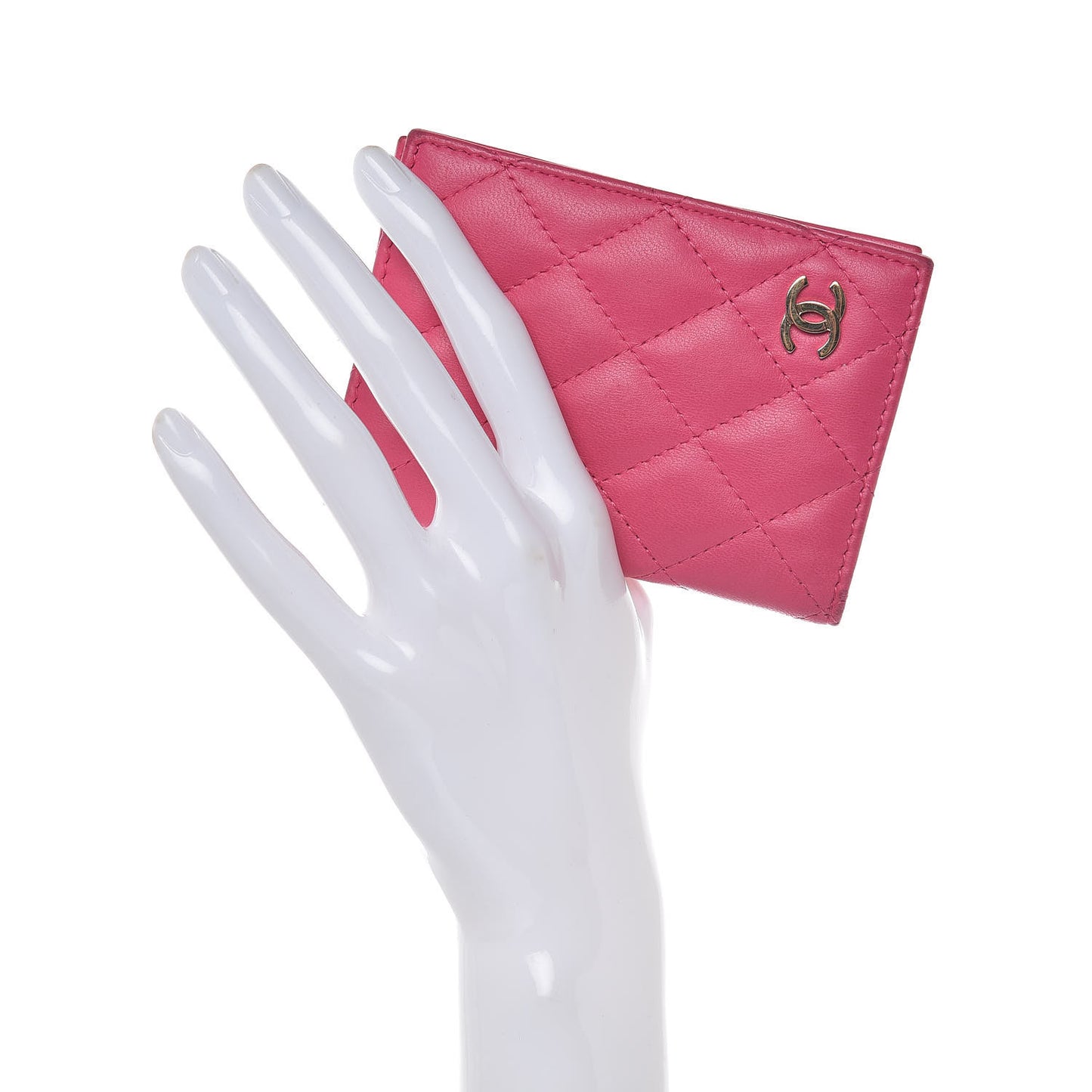 Lambskin Quilted Passport Holder Fuchsia
