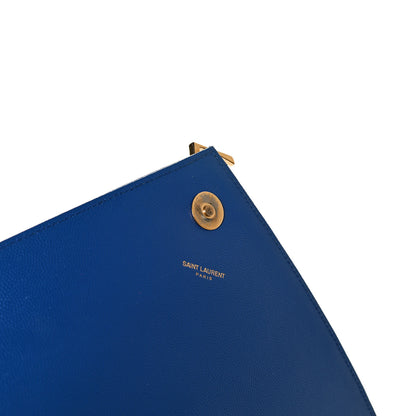 Saint Laurent Grain De Poudre Matelasse Chevron Large Monogram Satchel Blue Majorelle 15 of 16