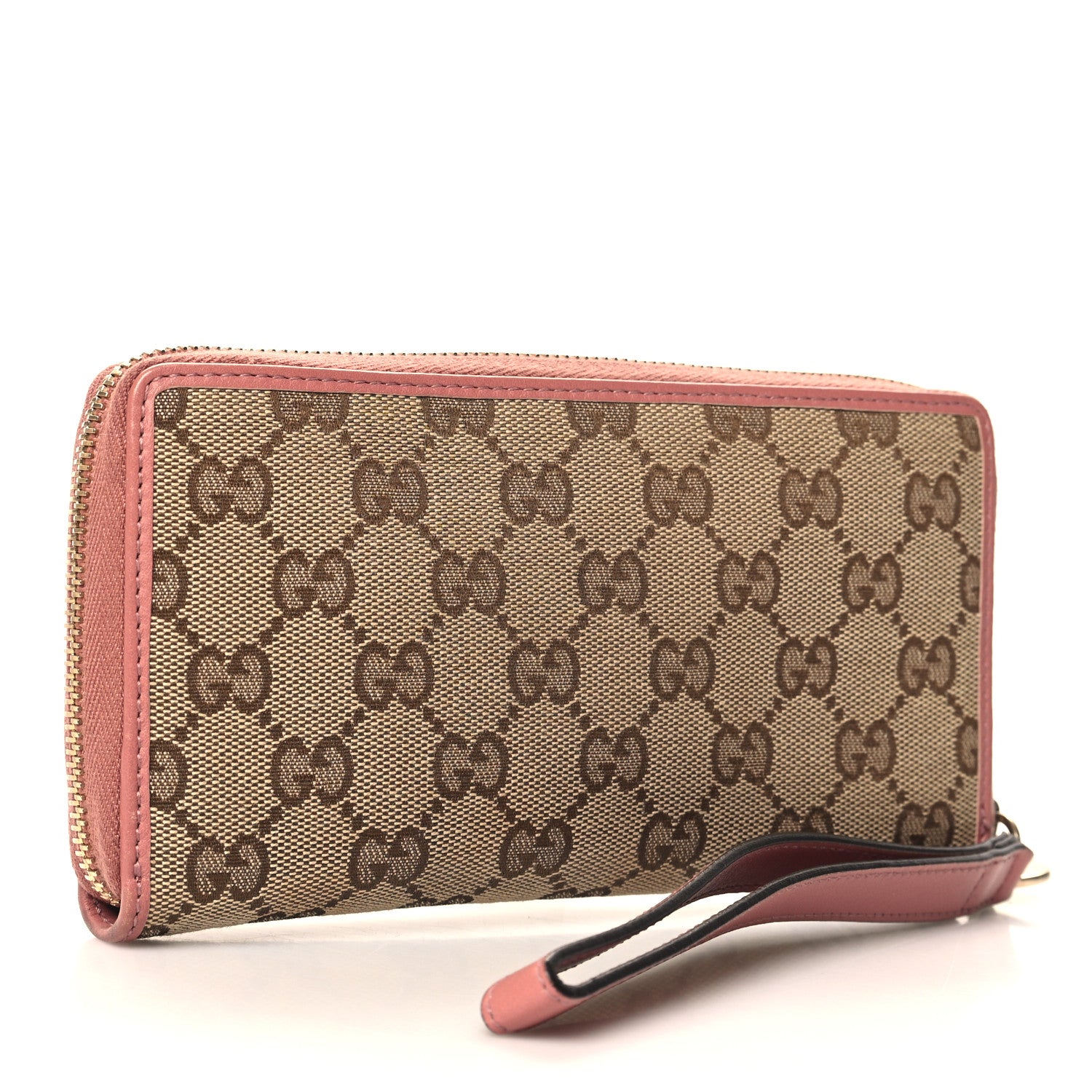 Gucci Monogram Heart Zip Around Wallet Wristlet Beige Pink 3 of 8