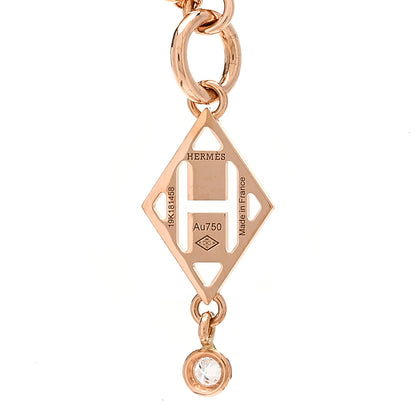 Hermes 18K Rose Gold Diamond Gambade Pendant Necklace 4 of 4