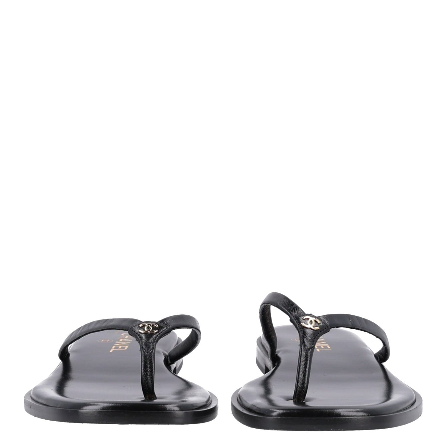 Goatskin CC Times Square Thong Sandals 42 Black