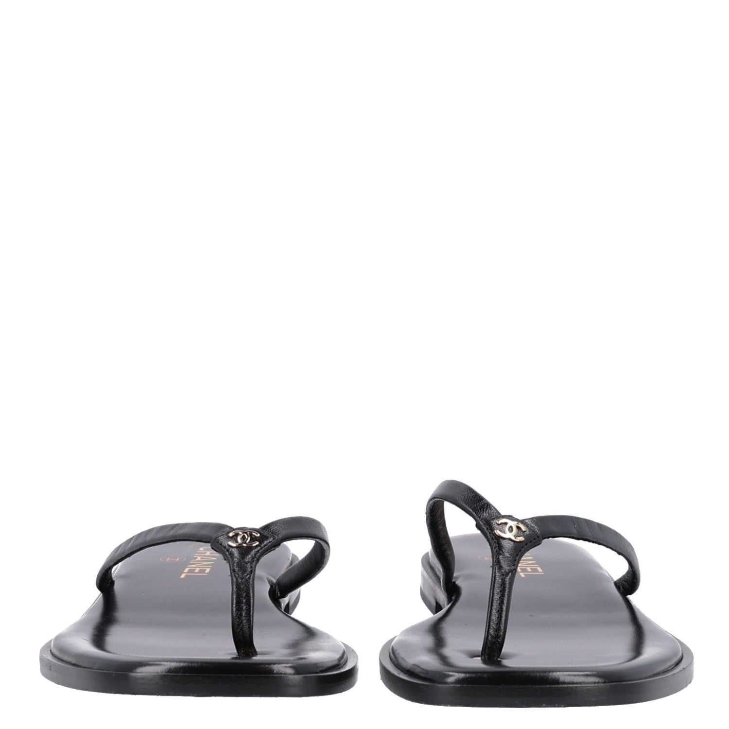 Chanel Goatskin CC Times Square Thong Sandals 42 Black 3 of 10