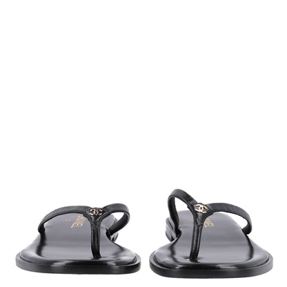 Chanel Goatskin CC Times Square Thong Sandals 42 Black 3 of 10