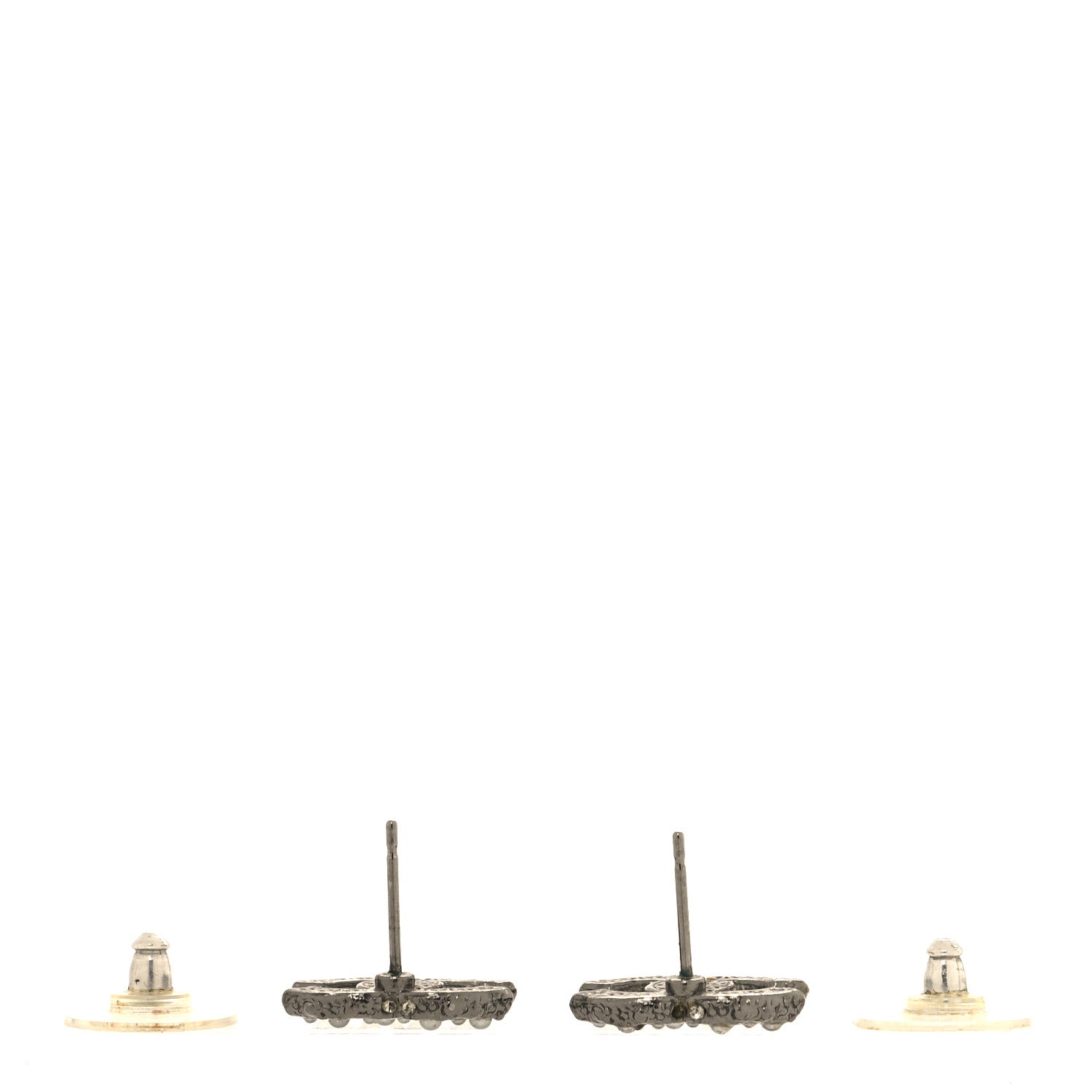 Chanel Pearl Crystal CC Earrings Ruthenium 3 of 4