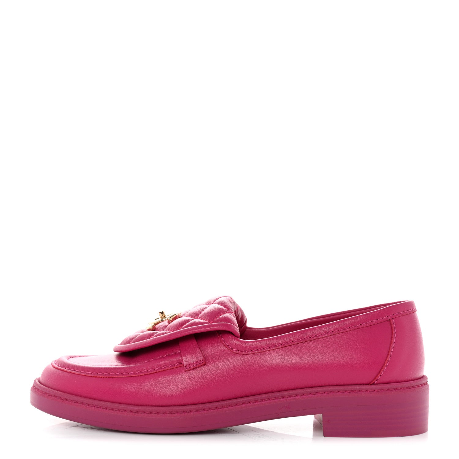 Chanel Lambskin Quilted CC Turnlock Loafers 38.5 Fuchsia 1 of 9