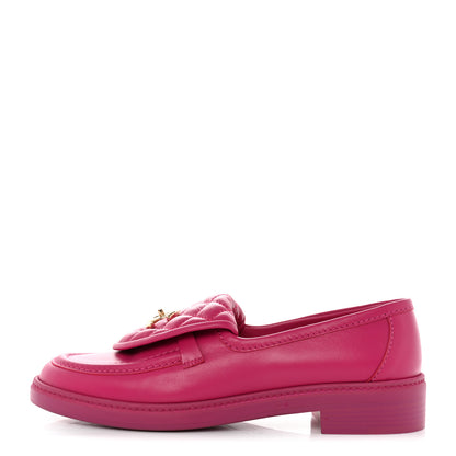 Chanel Lambskin Quilted CC Turnlock Loafers 38.5 Fuchsia 1 of 9