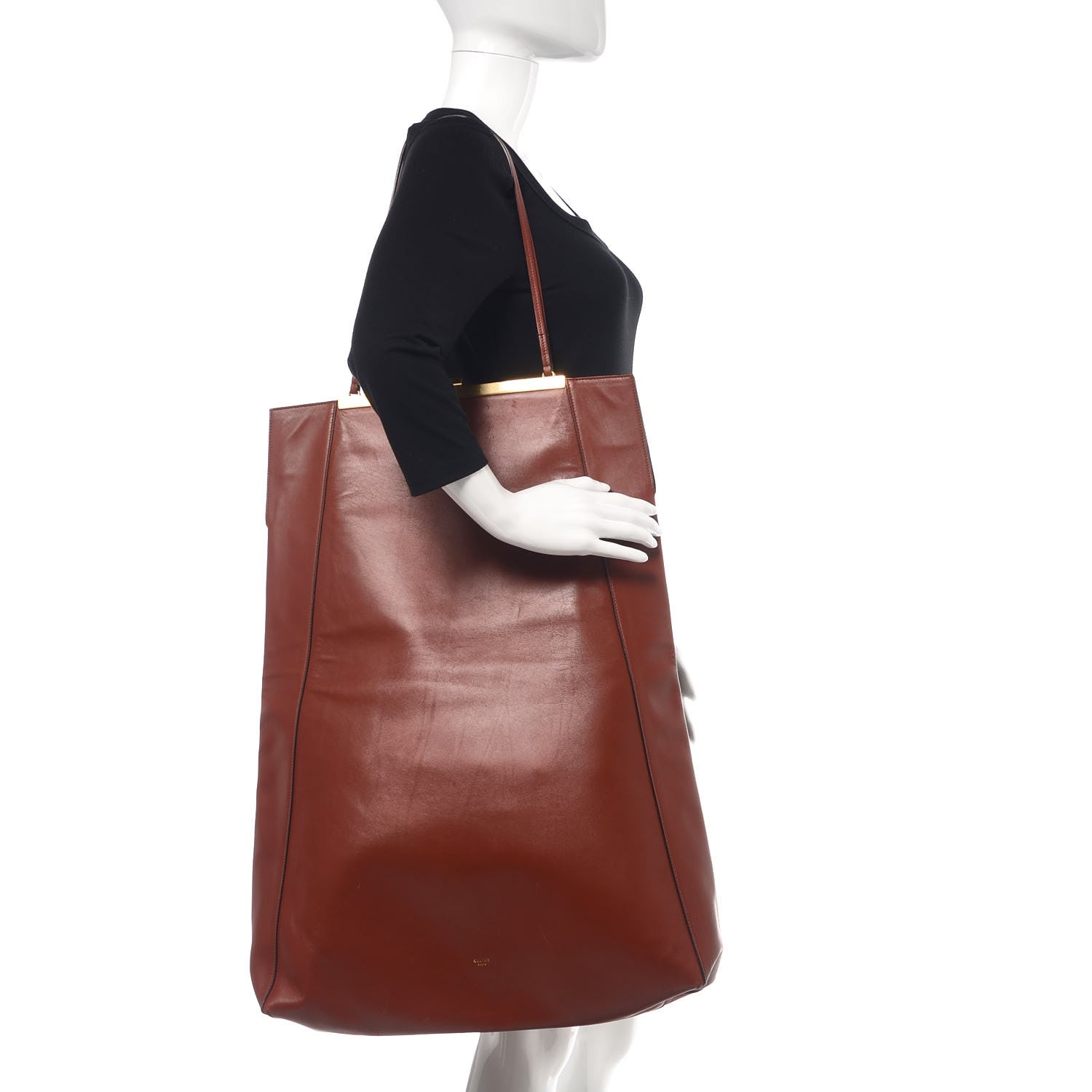 Celine Calfskin Vertical Clasp Cabas Marron Terracotta 2 of 8