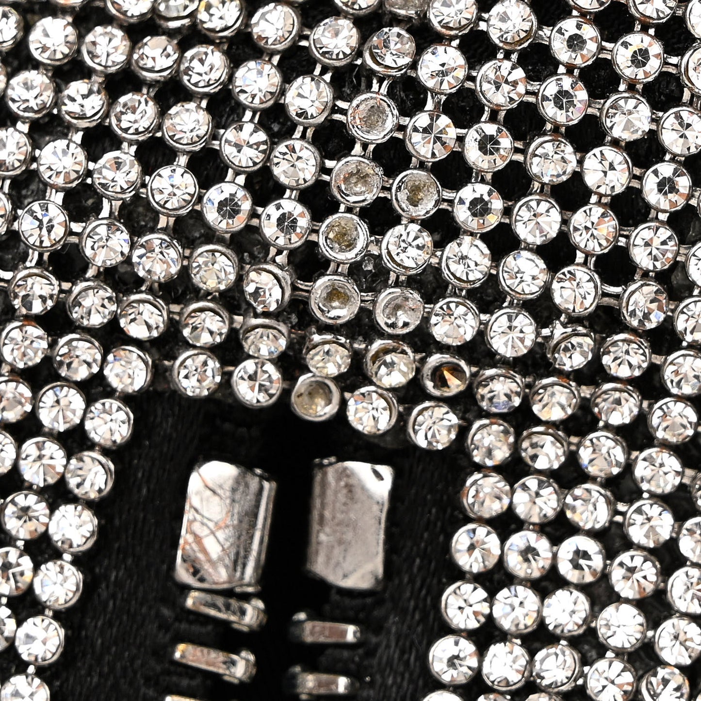 Mesh Crystal Rhinestone Mini Scrunchie Clutch Black Silver