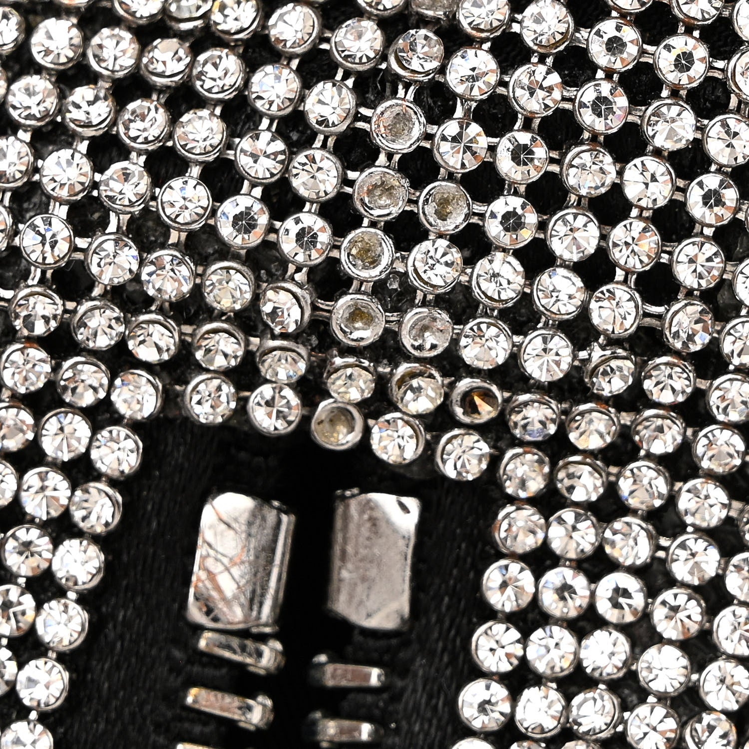 Alexander Wang Mesh Crystal Rhinestone Mini Scrunchie Clutch Black Silver 5 of 12