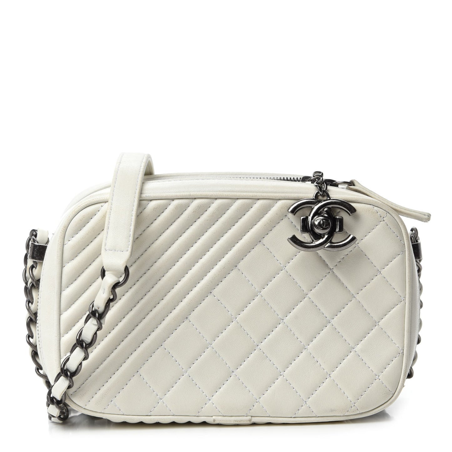 Lambskin Small Coco Boy Camera Case White