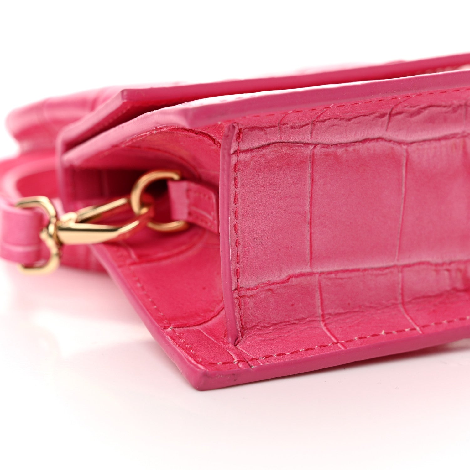 Jacquemus Calfskin Crocodile Embossed Le Chiquito Dark Pink 8 of 10