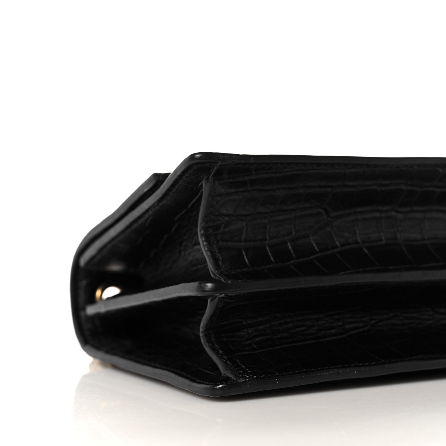 Saint Laurent Calfskin Crocodile Embossed Monogram Small Sunset Black 8 of 9