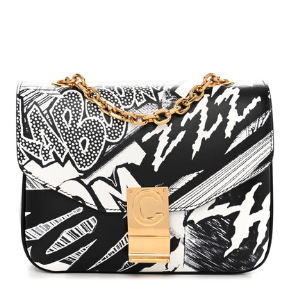 Celine x Christian Marclay Calfskin Zzhaa Printed Small C Bag Black White 1 of 11