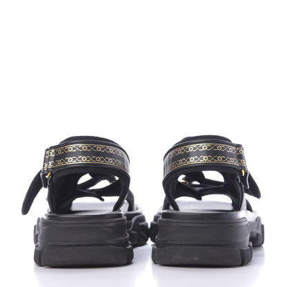 Gucci Nappa Mesh Chambre des Squelettes Mens Aguru Sandals 9 Black Gold 5 of 13
