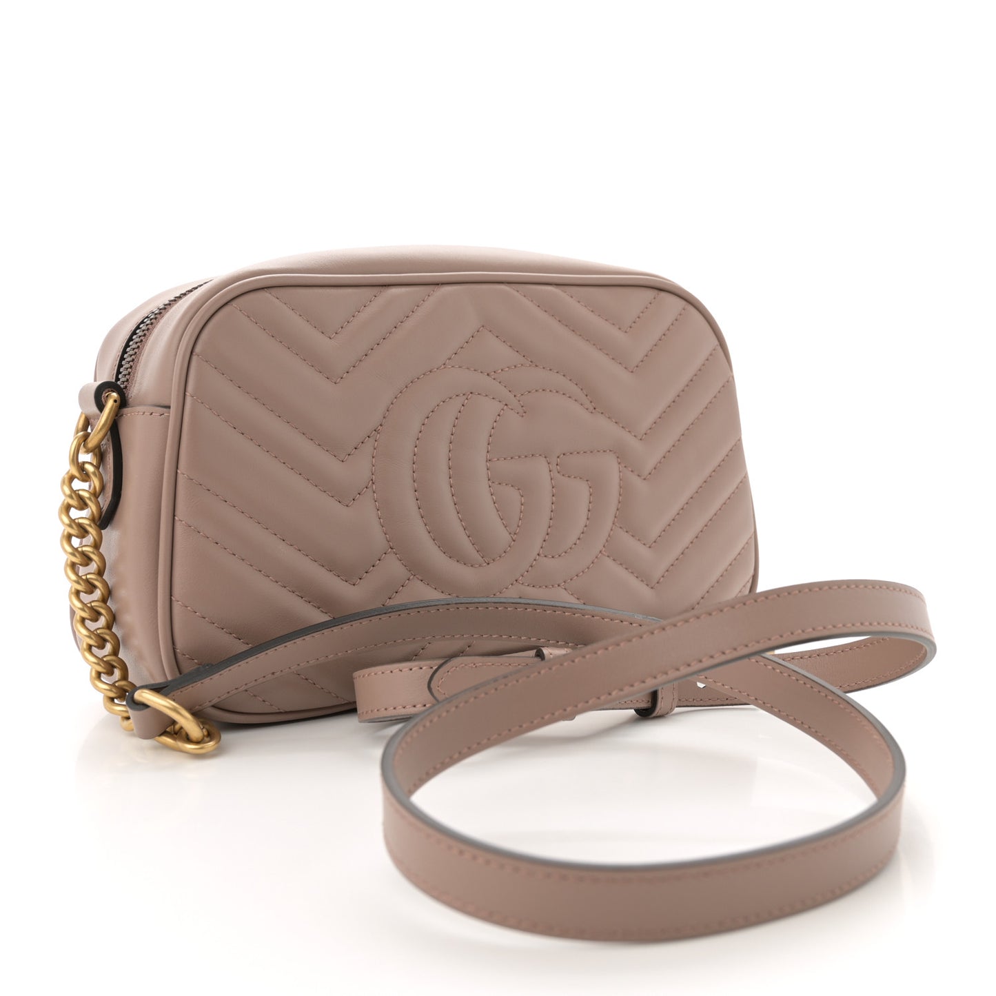 Calfskin Matelasse Small GG Marmont Chain Shoulder Bag Porcelain Rose