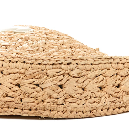 Celine Raffia Calfskin Triomphe Panier Hobo Bag Natural White 9 of 10