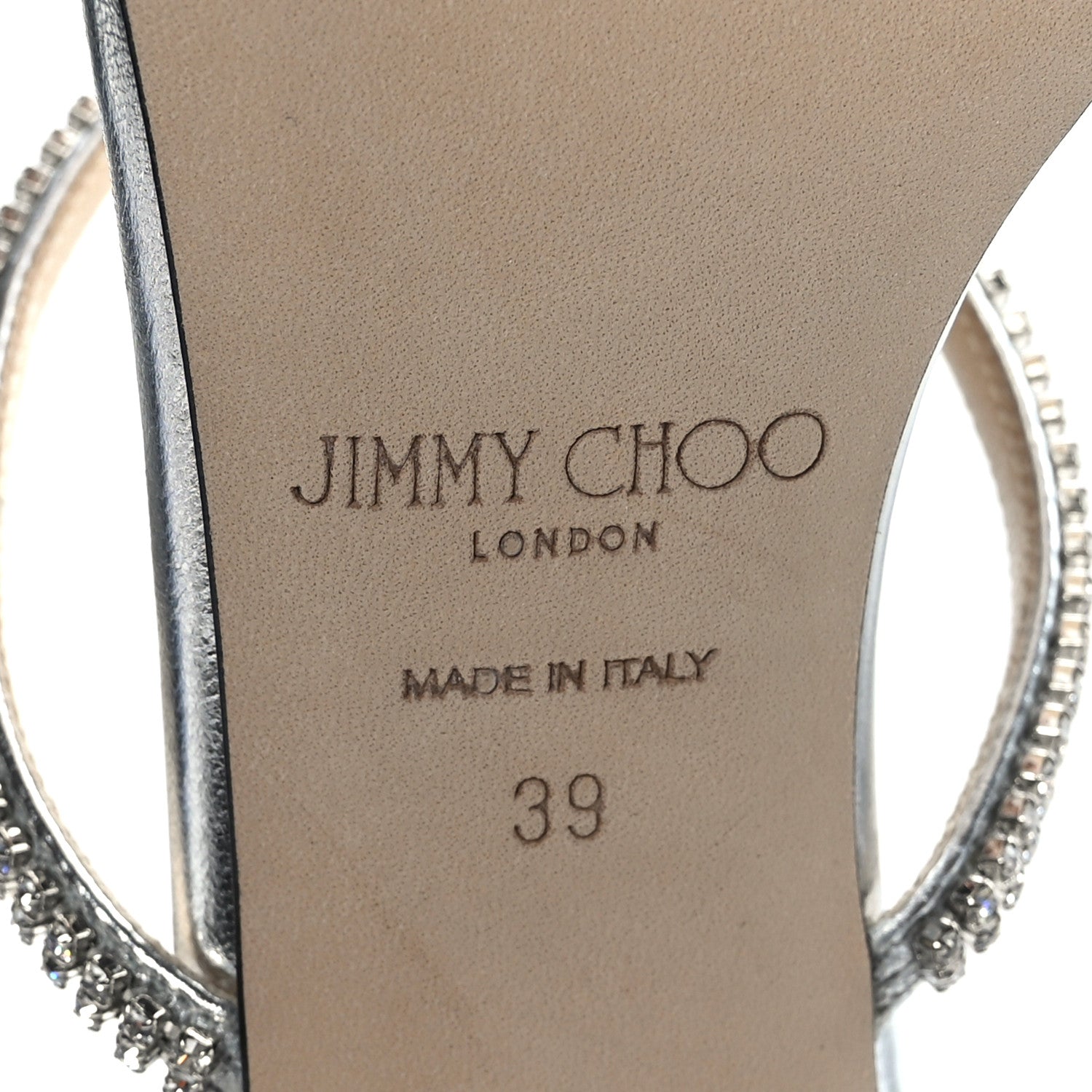 Jimmy Choo Metallic Calfskin Crystal Brea 65 Sandals 39 Silver 7 of 7