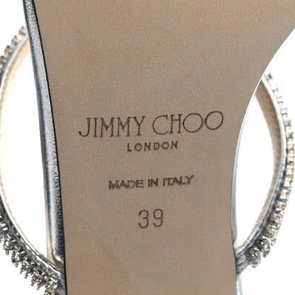 Jimmy Choo Metallic Calfskin Crystal Brea 65 Sandals 39 Silver 7 of 7