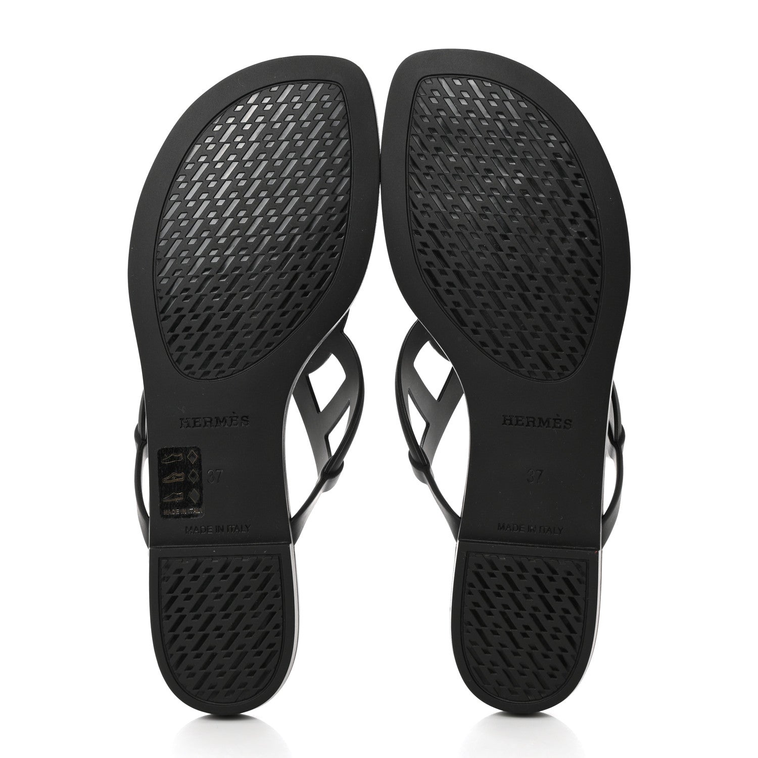 Hermes Rubber Womens Egerie Sandals 37 Black 5 of 9