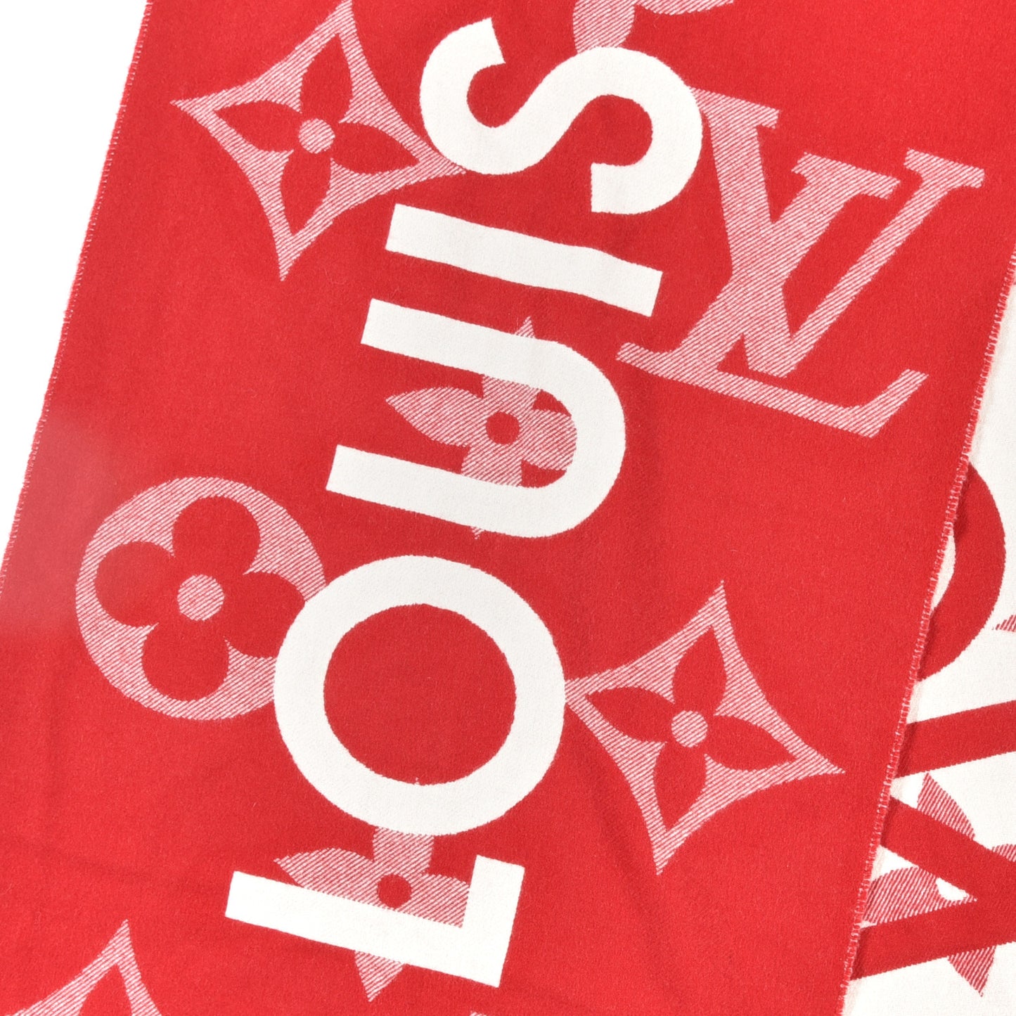 Cashmere Monogram Scarf Red White
