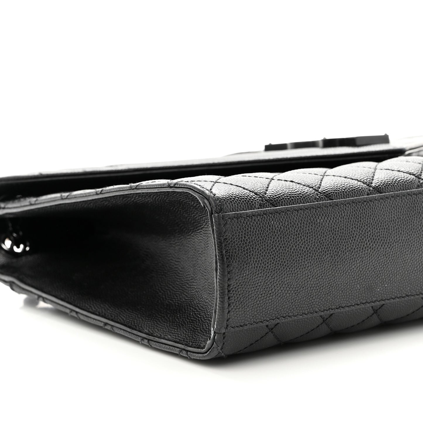 Grain De Poudre Textured Mixed Matelasse Large Triquilt Monogram Monochrome Satchel Black
