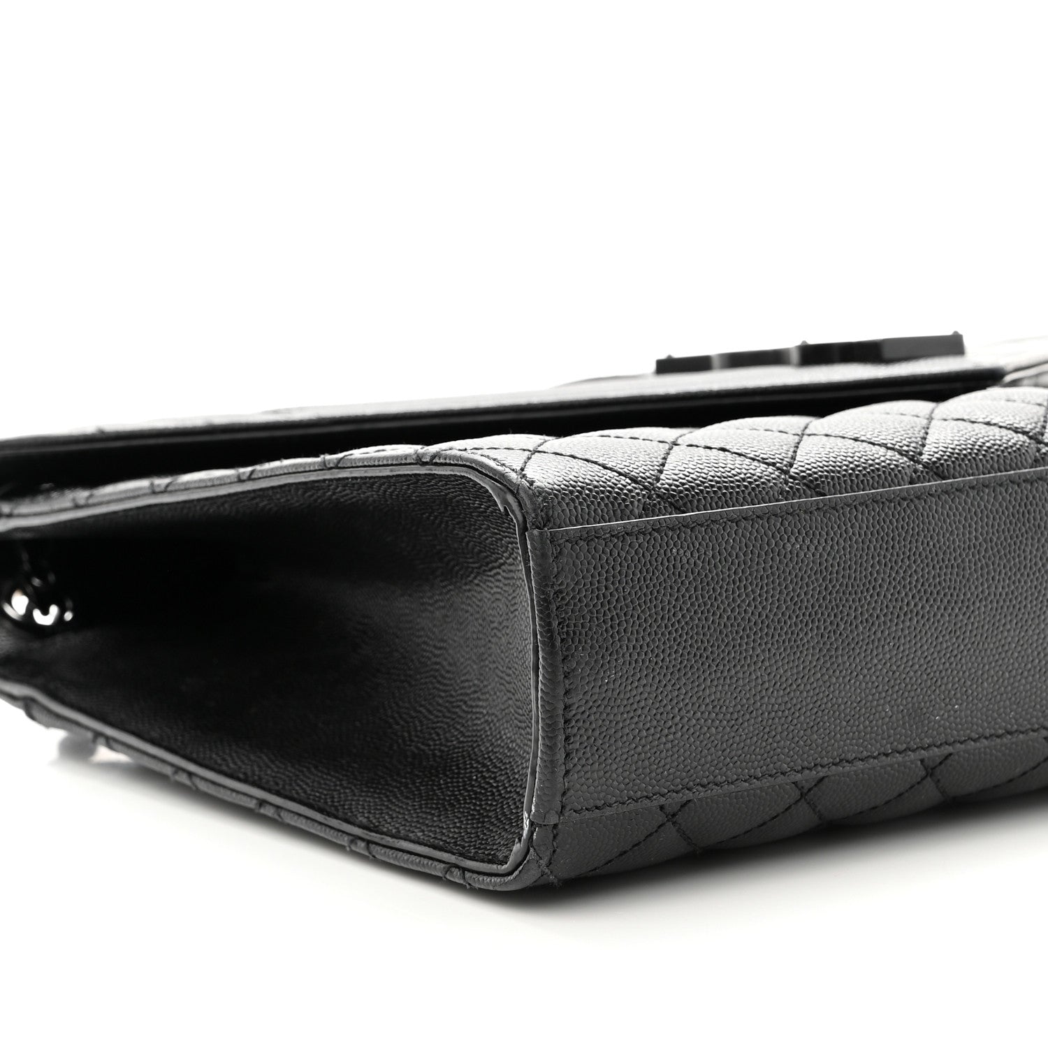 Saint Laurent Grain De Poudre Textured Mixed Matelasse Large Triquilt Monogram Monochrome Satchel Black 9 of 10