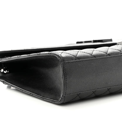 Saint Laurent Grain De Poudre Textured Mixed Matelasse Large Triquilt Monogram Monochrome Satchel Black 9 of 10