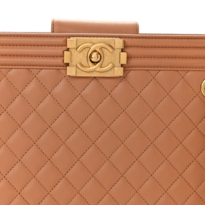 Chanel Calfskin Quilted Large Boy Tote Camel 8 of 10