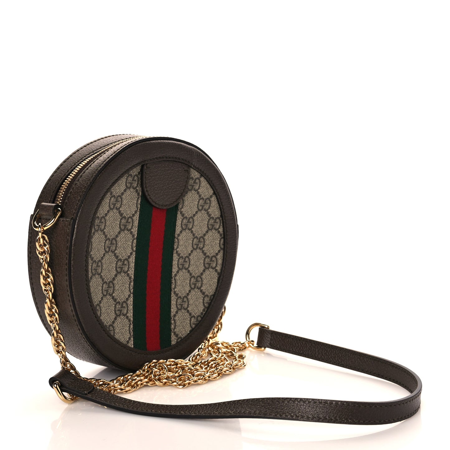GG Supreme Monogram Web Mini Ophidia Round Shoulder Bag Brown