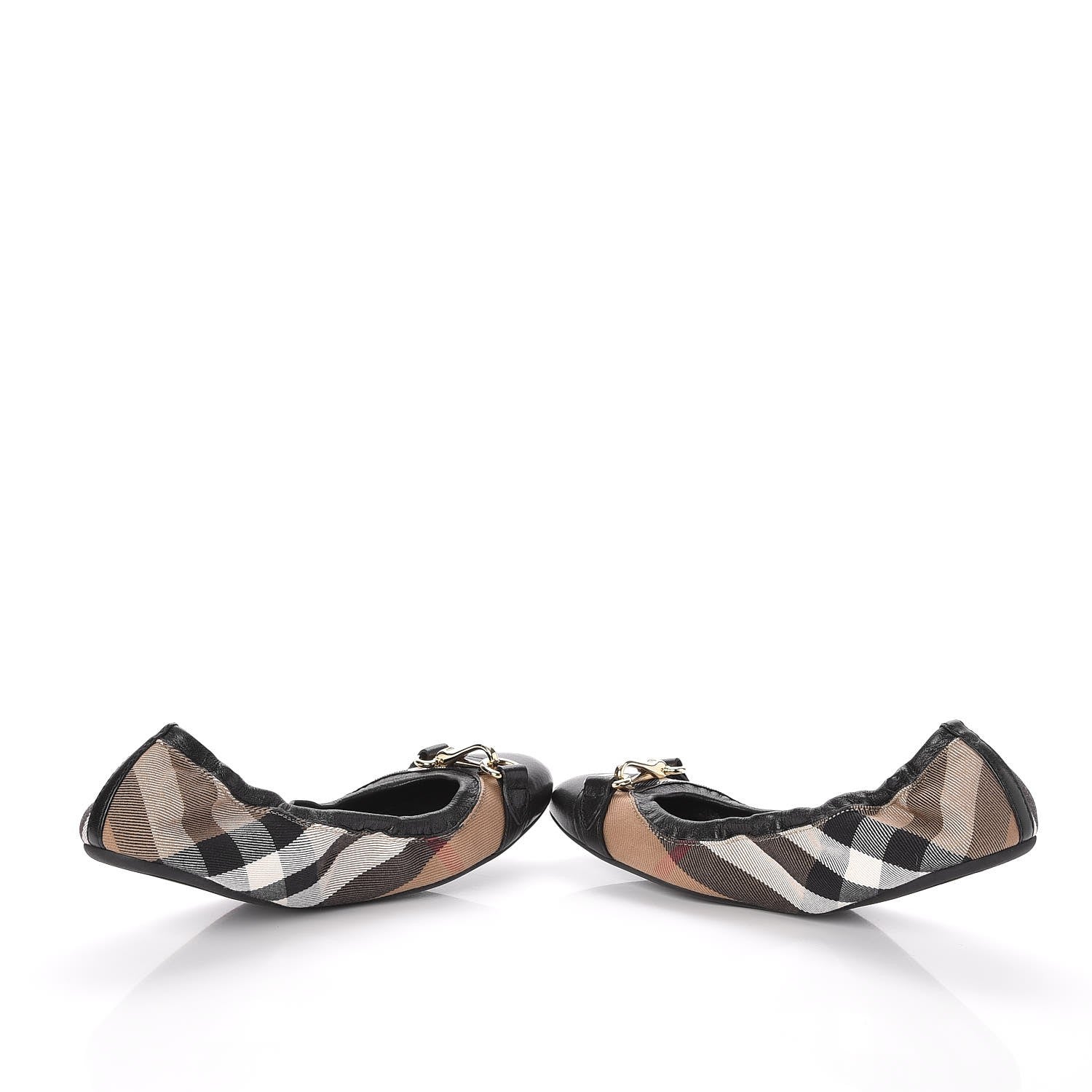 Burberry Heritage House Check Shipley Elastic Ballerina Flats 40.5 Black 5 of 11