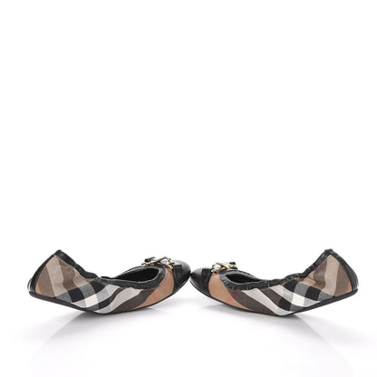 Burberry Heritage House Check Shipley Elastic Ballerina Flats 40.5 Black 5 of 11