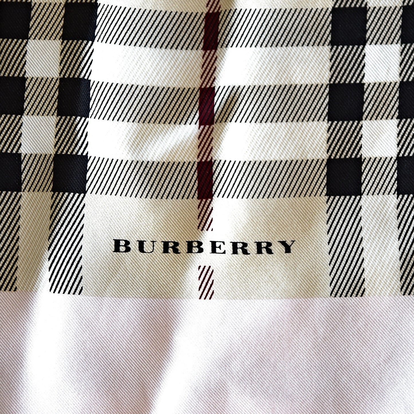 Silk Check Print Scarf Pink Beige