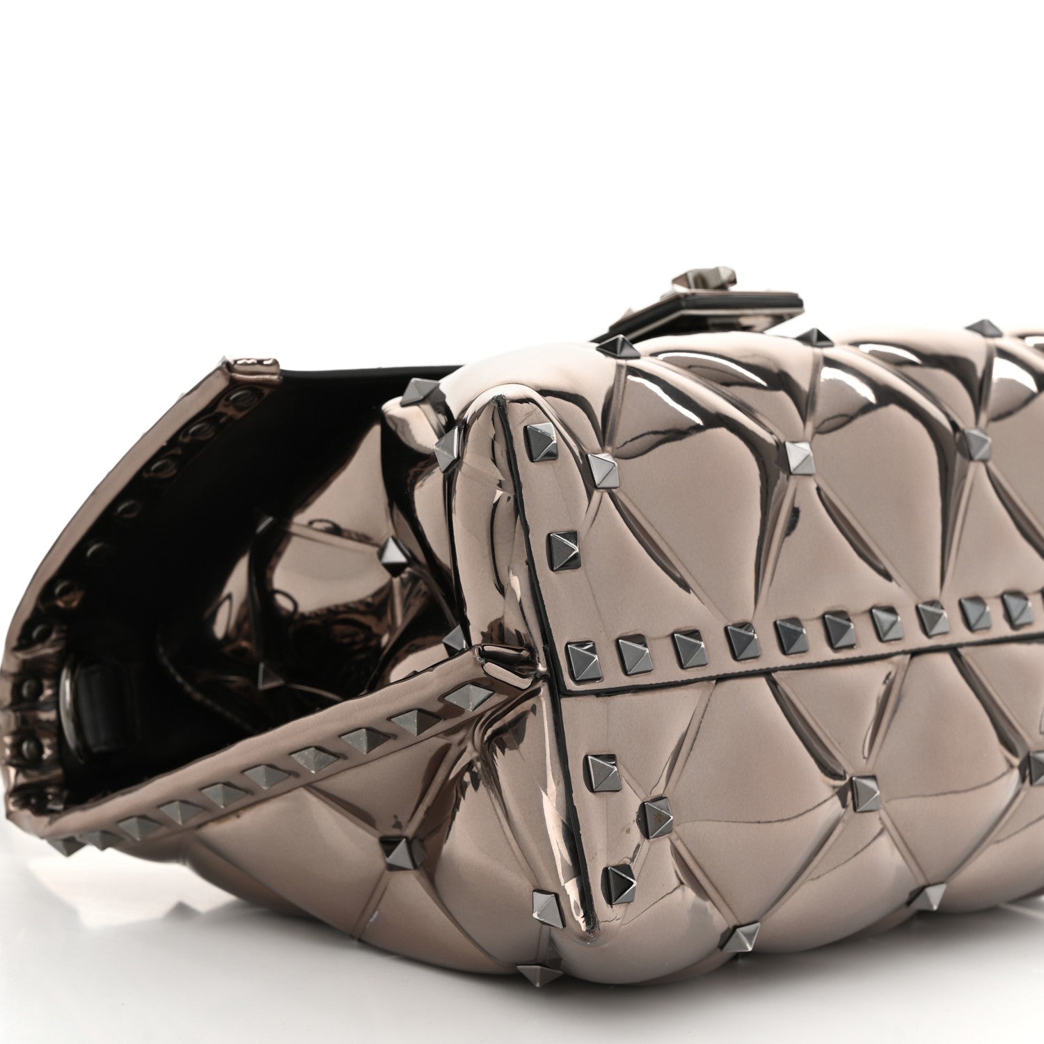 Valentino Garavani Metallic PVC Candystud Top Handle Bag Rutenio 8 of 9