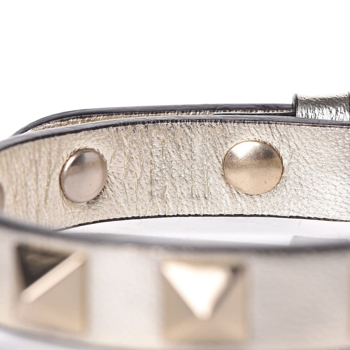 Metallic Vitello Rockstud Bracelet Gold