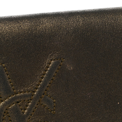Saint Laurent Distressed Metallic Calfskin Monogram Large Belle De Jour Clutch Gold 13 of 16