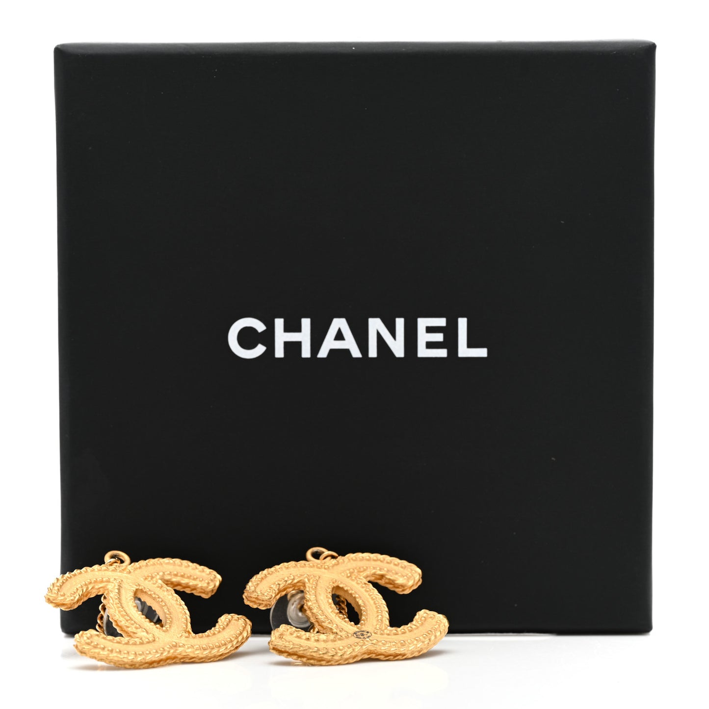 CC Drop Earrings Matte Gold