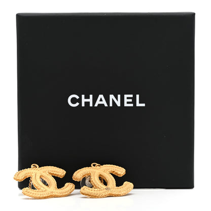 Chanel CC Drop Earrings Matte Gold 3 of 5