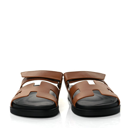 Hermes Calfskin Womens Chypre Sandals 37 Gold 2 of 9