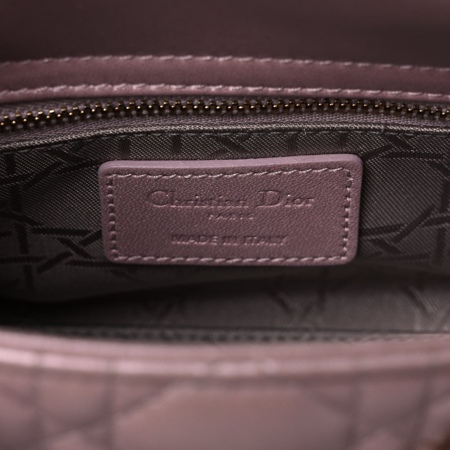 Metallic Lambskin Cannage Mini Lady Dior Lotus