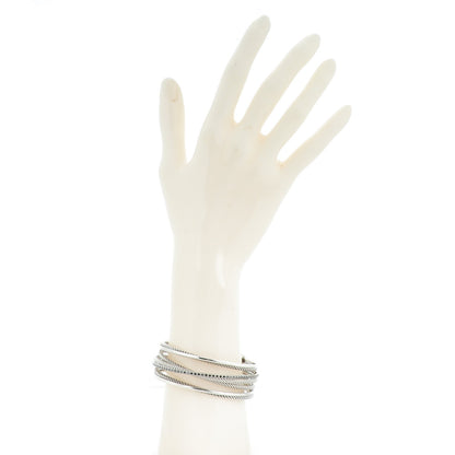 David Yurman Sterling Silver 14K White Gold Pave Black Diamond 20mm Crossover Four Row Cuff 2 of 5