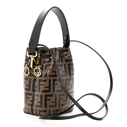 Fendi Vitello Liberty F is Fendi Bi-Color FF 1974 Embossed Mini Mon Tresor Bucket Bag Maya Black 3 of 11