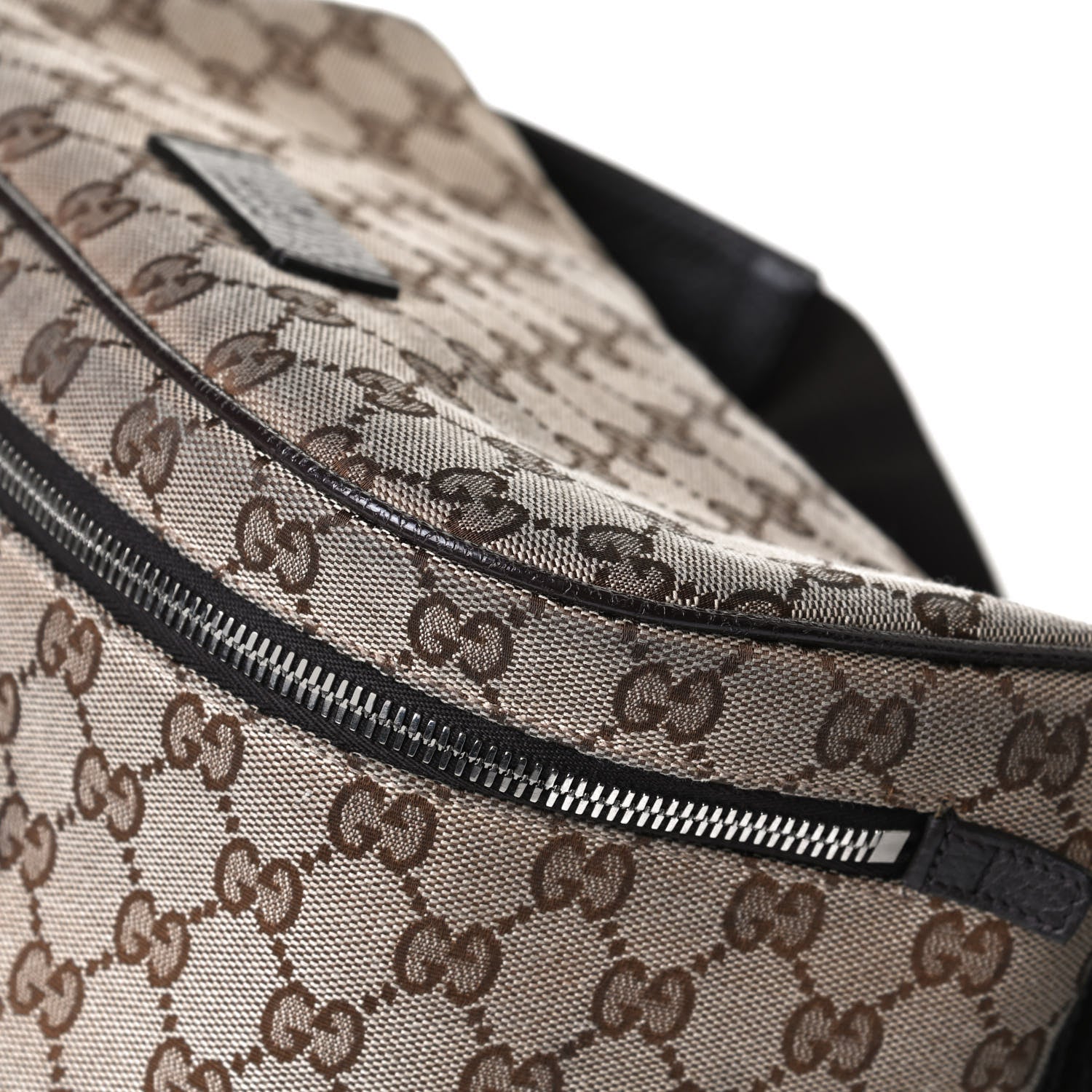 Gucci Monogram Dollar Calfskin Waist Pouch Beige Ebony Testa di Moro Marrone Scuro 12 of 15